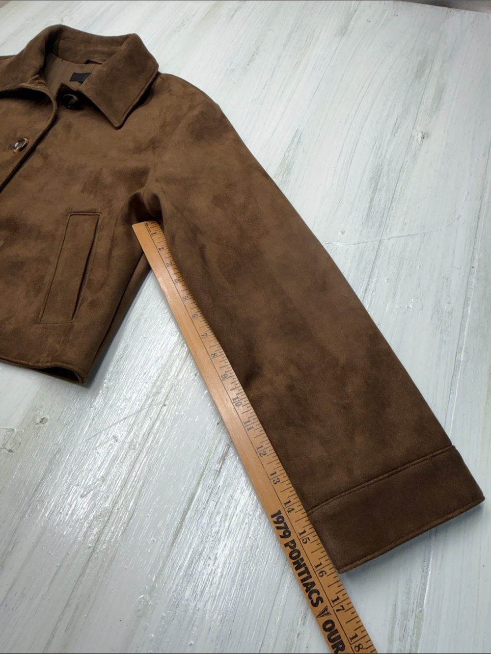 Zara Cropped Faux Suede Jacket in Tobacco Brown Sz L - Picture 5 of 12